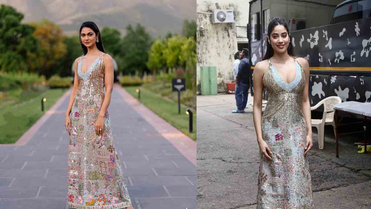 Janhvi Kapoor | గోల్డెన్‌ కలర్‌ డ్రెస్‌లో ఒకేలా అల్లు స్నేహ, జాన్వీకపూర్‌