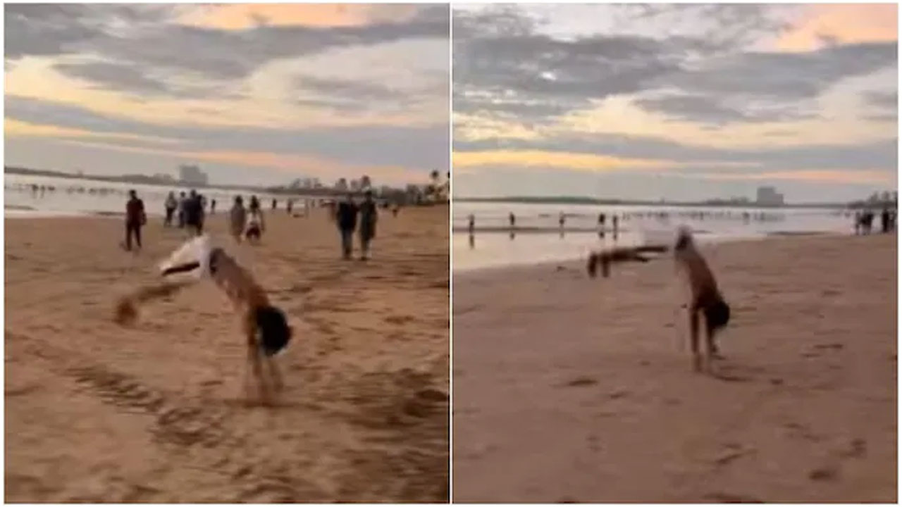 వైర‌ల్ వీడియో : నాన్‌స్టాప్‌గా 42 ప‌ల్టీలు..జుహు బీచ్‌లో అద‌ర‌గొట్టాడు!