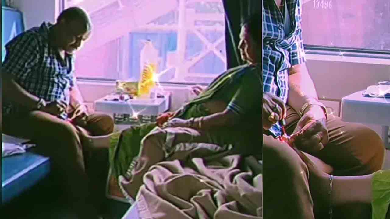 Viral Video | భార్య కాలికి నెయిల్‌ పాలిష్‌ వేసిన భర్త.. నెటిజన్లు ఫిదా..!