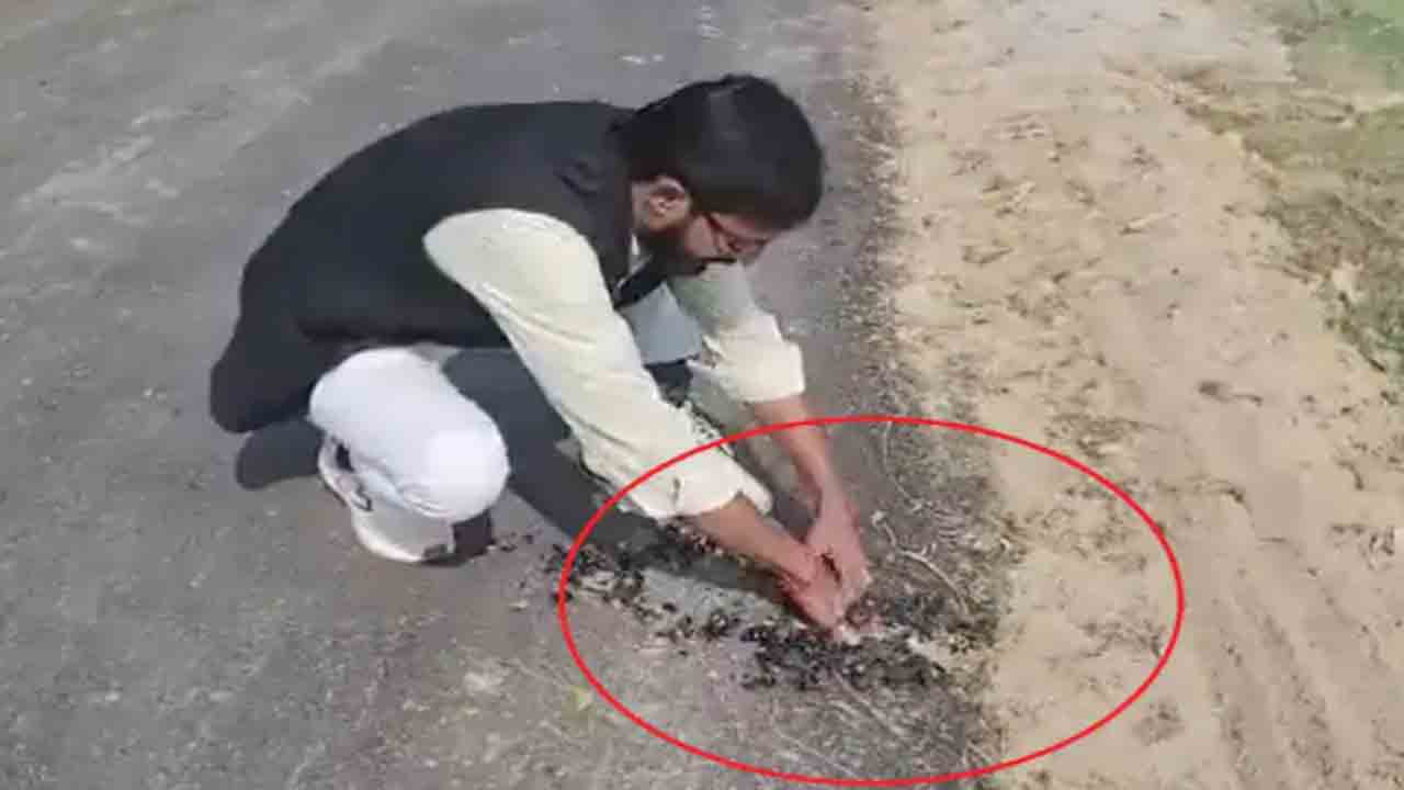 Watch: యూపీలో బయటపడిన అవినీతి.. కొత్తగా వేసిన రోడ్డును చేతులతో తొలగించిన వ్యక్తి