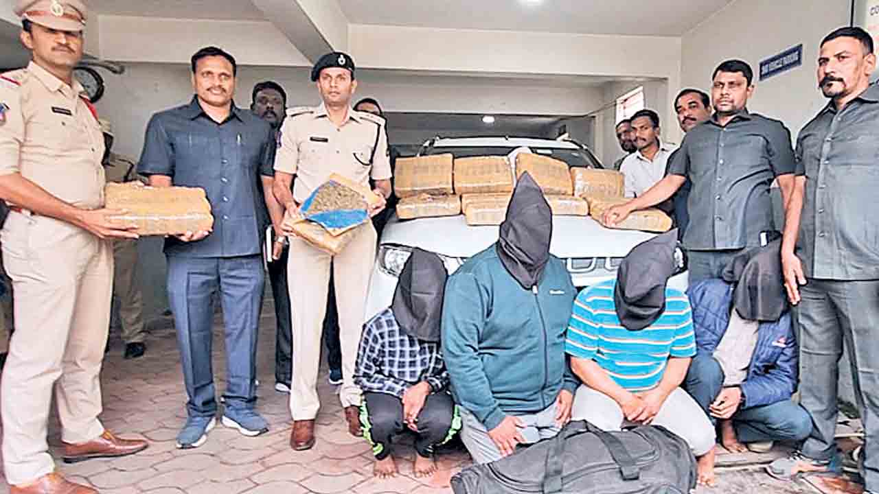 పట్టుబడిన గంజాయి ముఠా