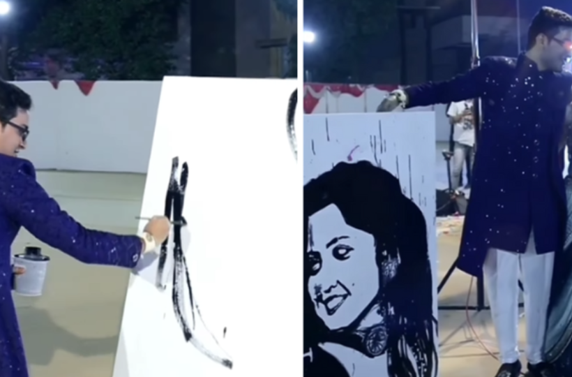 వైర‌ల్ వీడియో : వివాహ‌ వేళ‌ భార్య లైవ్ పెయింటింగ్‌తో స్వీట్ స‌ర్‌ప్రైజ్..!