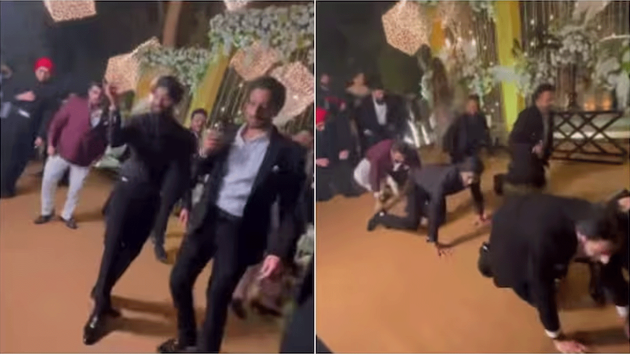 పెండ్లి కొడుకు ఫ్రెండ్స్ కిల్ల‌ర్ మూమెంట్స్ : బేష‌రం రంగ్ సాంగ్‌కు క్రేజీ డ్యాన్స్‌తో హోరెత్తించారు