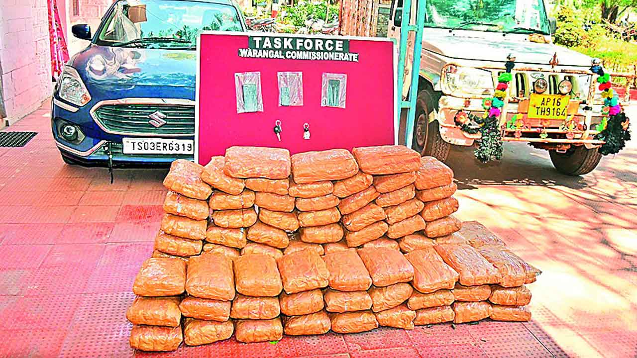 కొబ్బరి బొండాల మాటున గంజాయి రవాణా.. భూపాలపల్లి జిల్లాలో ఉపసర్పంచ్‌ సహా నలుగురి అరెస్ట్‌