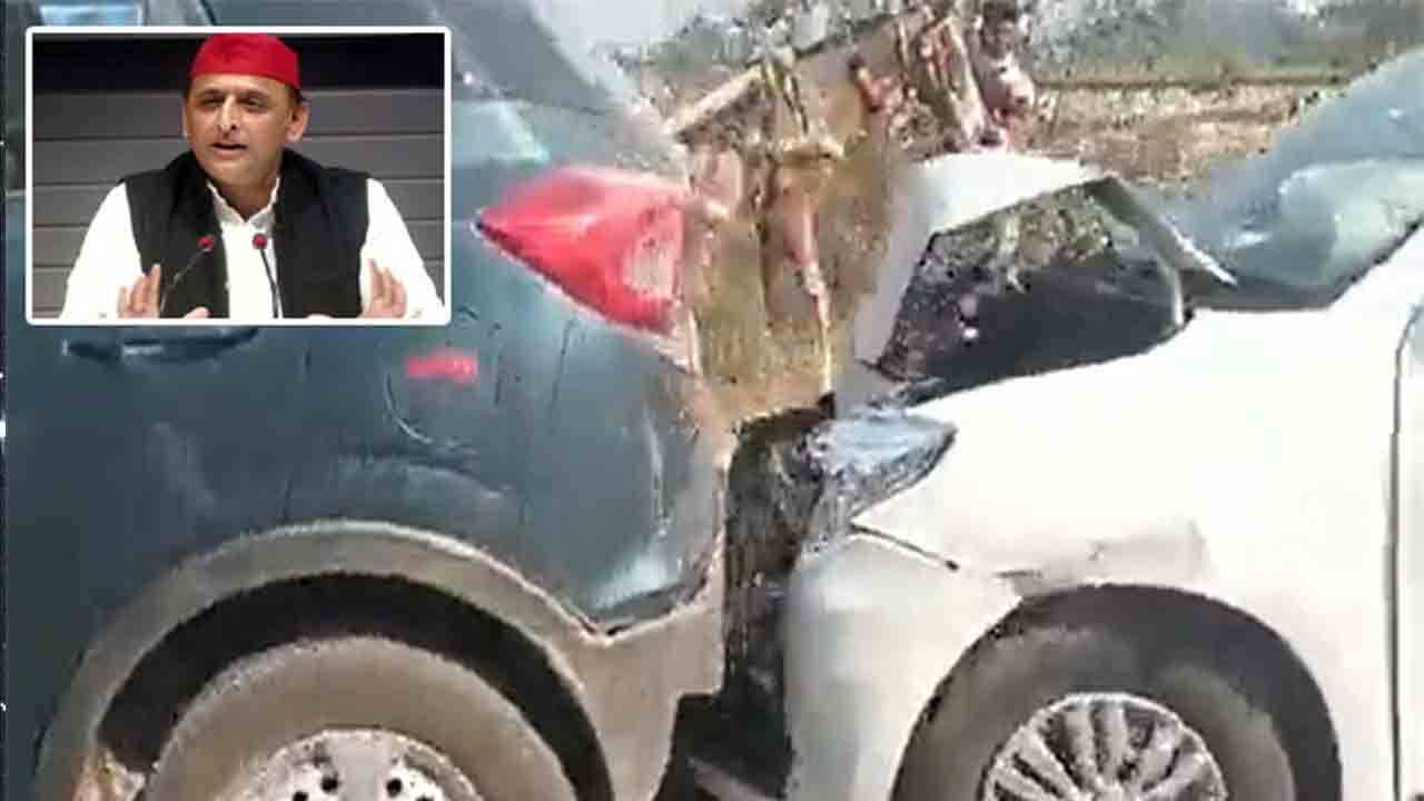 అఖిలేశ్‌ కాన్వాయ్‌కు ప్రమాదం