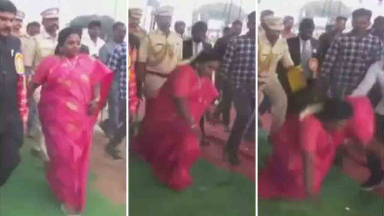 కాలు జారి కింద పడిపోయిన గవర్నర్‌ తమిళిసై