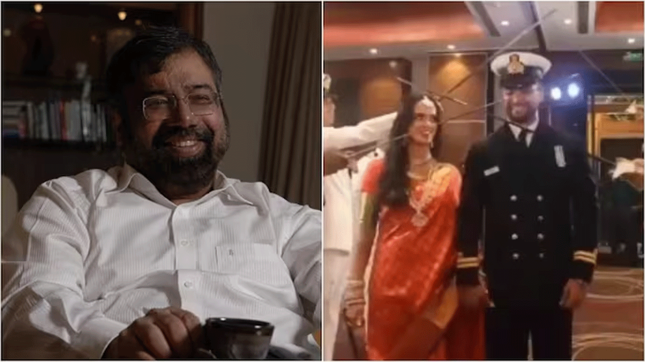 వైర‌ల్ వీడియో : నేవీ అధికారి దంప‌తుల‌కు వినూత్న స్వాగ‌తం