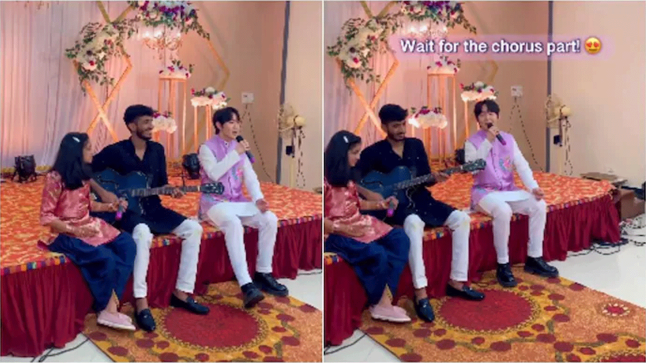 పెండ్లి వేడుక‌లో బాలీవుడ్ సాంగ్ ఆల‌పించిన కొరియ‌న్‌