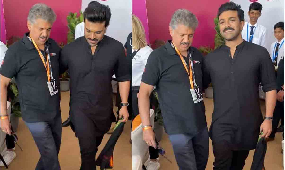 ఆనంద్ మహీంద్రా తో నాటు నాటు స్టెప్పు వేయించిన రామ్ చరణ్