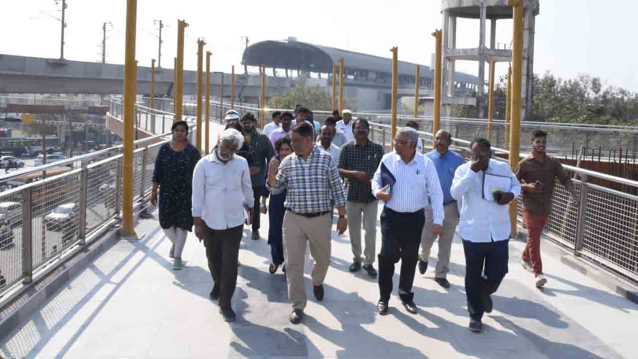 Uppal sky walk | ఏప్రిల్ నాటికి ఉప్ప‌ల్ స్కై వాక్ సిద్దం.. ప‌రిశీలించిన అర్వింద్ కుమార్