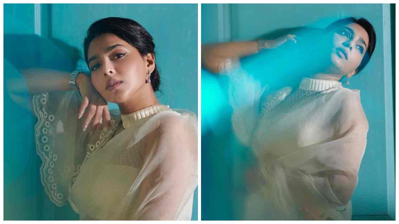 Aishwarya Lekshmi | వైట్ కలర్ శారీలో అందాల ఐశ్వర్య లక్ష్మి హొయలు..