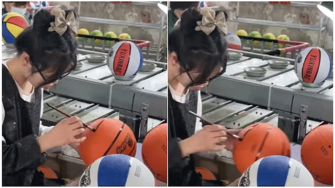 Viral Video | బాస్కెట్ బాల్‌కు ఫినిషింగ్ ట‌చ్ ఇస్తున్న మ‌హిళ