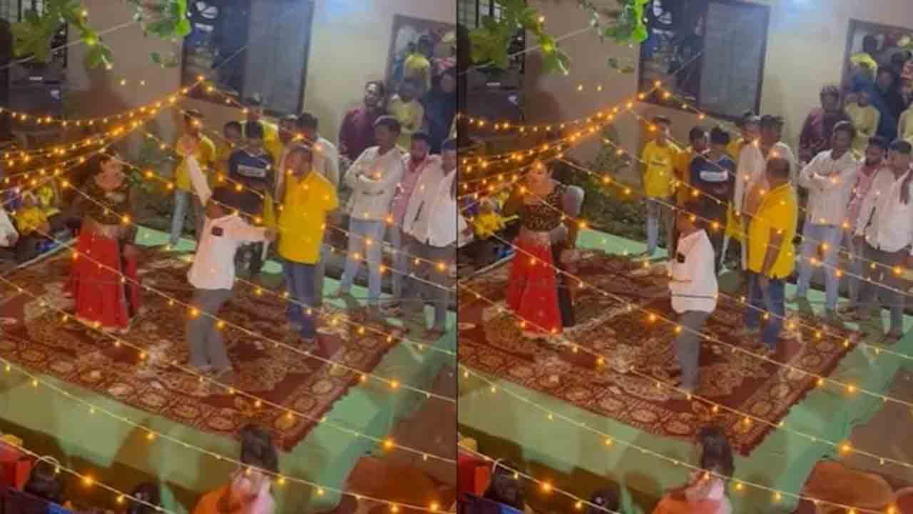 Congress worker | వివాహ వేడుకలో డ్యాన్సర్‌పై కాంగ్రెస్‌ కార్యకర్త నోట్ల వర్షం