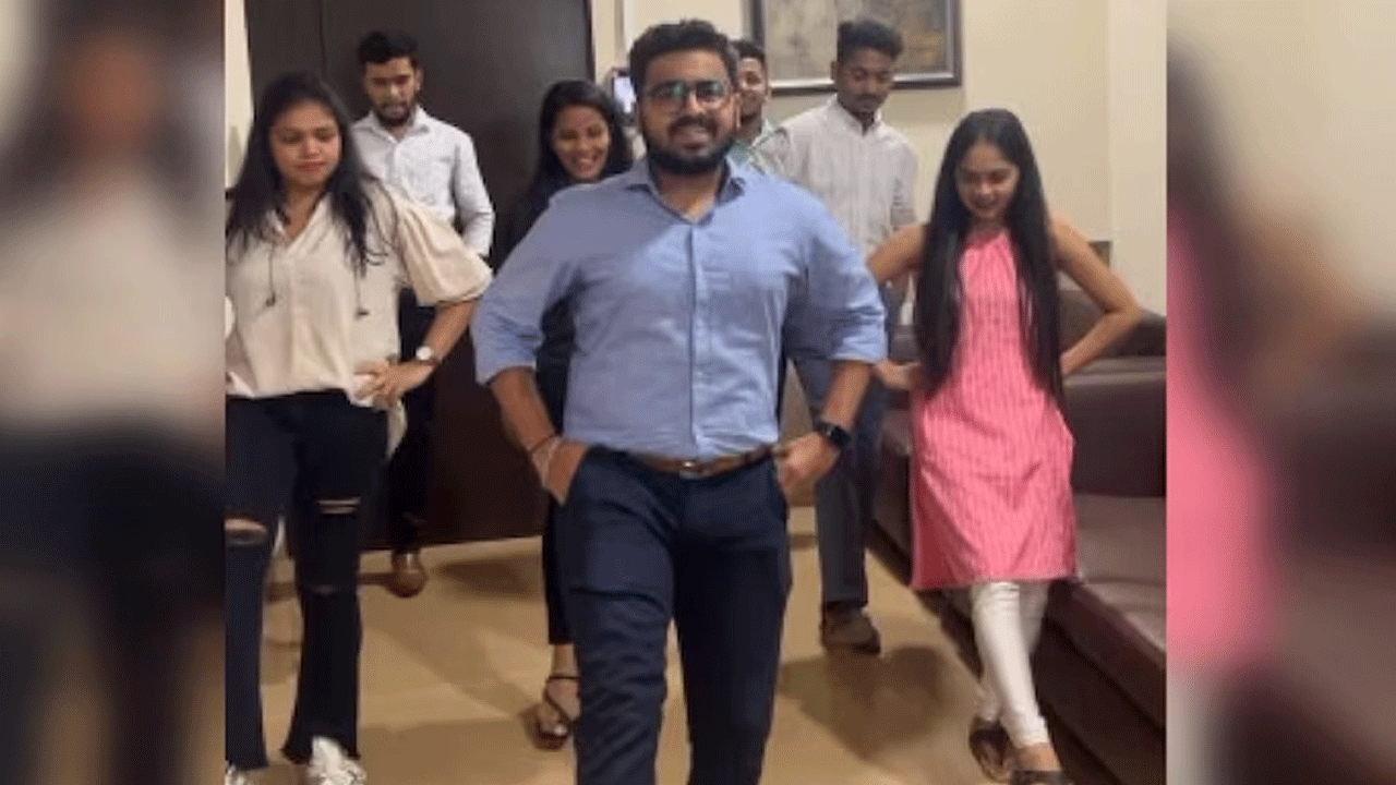 viral video | టీం సభ్యులతో కలిసి నాటు నాటు సాంగ్కు స్టెప్పులేసిన మేనేజర్