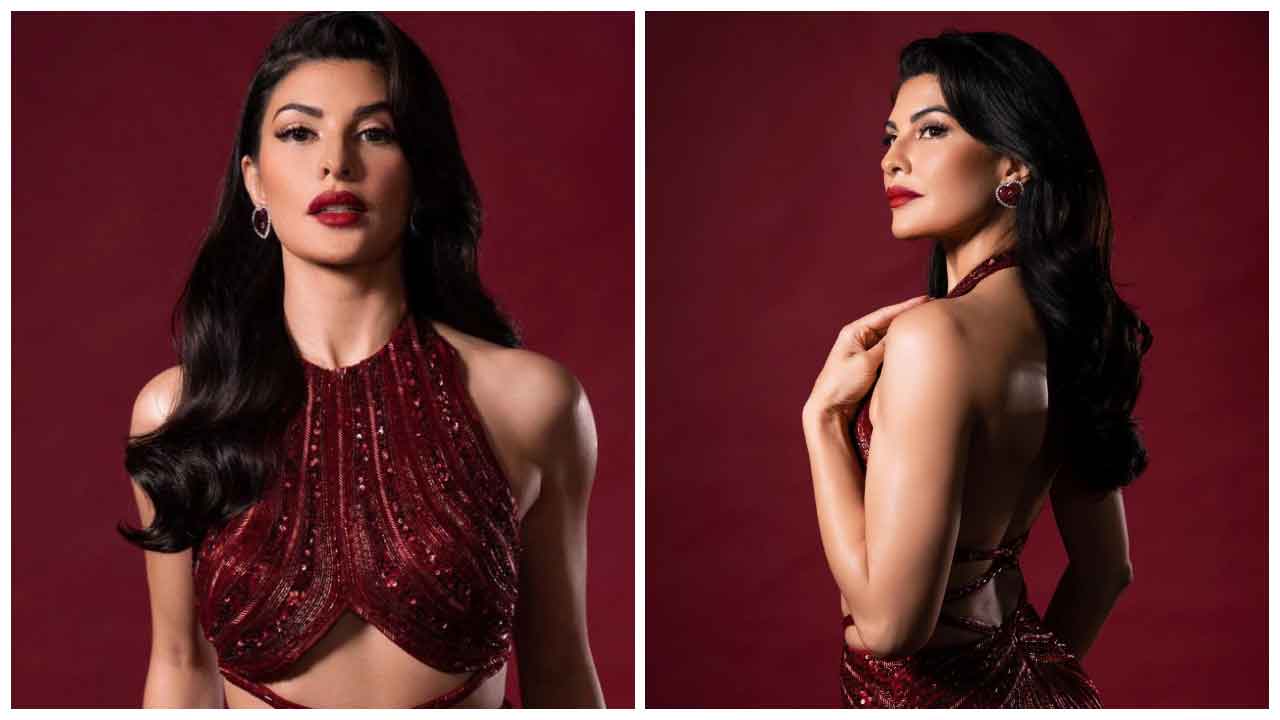Jacqueline Fernandez | మెరూన్ డ్రెస్‌లో జాక్వెలిన్ ఫెర్నాండేజ్ మెరుపులు..