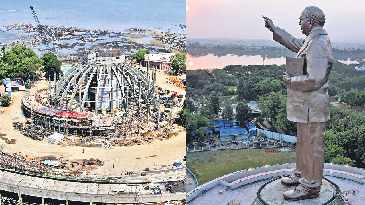 Ambedkar statue |  అటు మోదీ, ఇటు కేసీఆర్‌.. ఎవరు పనిమంతుడు?