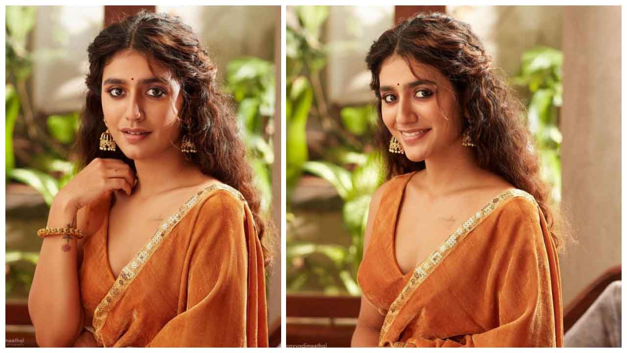 Priya Prakash Varrier |  చెంగావి రంగు చీరలో కవ్విస్తున్న ప్రియా ప్రకాష్ వారియర్..