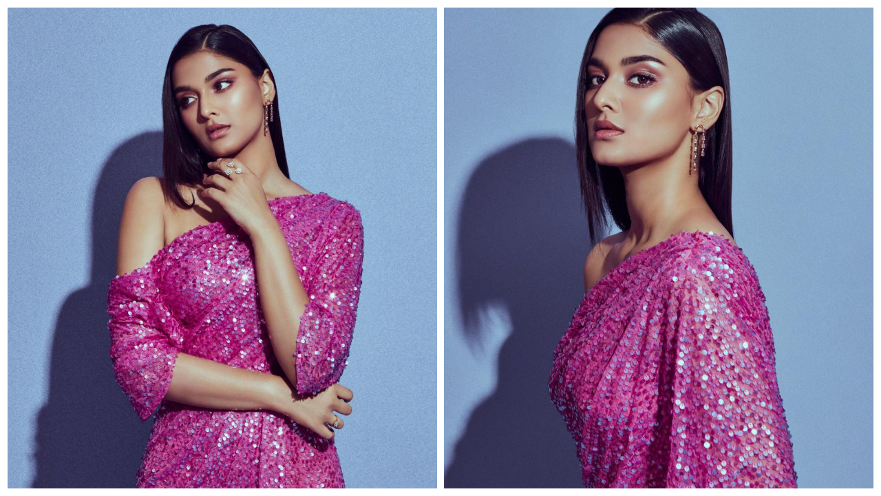 Saiee Manjrekar | చమ్కీల డ్రెస్సేసి చాకులాంటి చూపులతో కవ్విస్తున్న స‌యీ మంజ్రేక‌ర్..