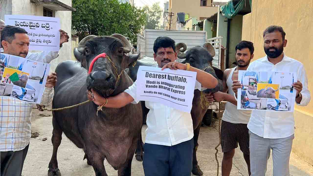 Sathish Reddy | వందే భారత్‌ రైళ్లు చాలా వీక్‌.. బర్రెలు దయచేసి అటు వెళ్లకండి.. మోదీ పర్యటన నేపథ్యంలో టీఎస్ రెడ్కో చైర్మన్ సతీశ్‌ రెడ్డి వినూత్న నిరసన