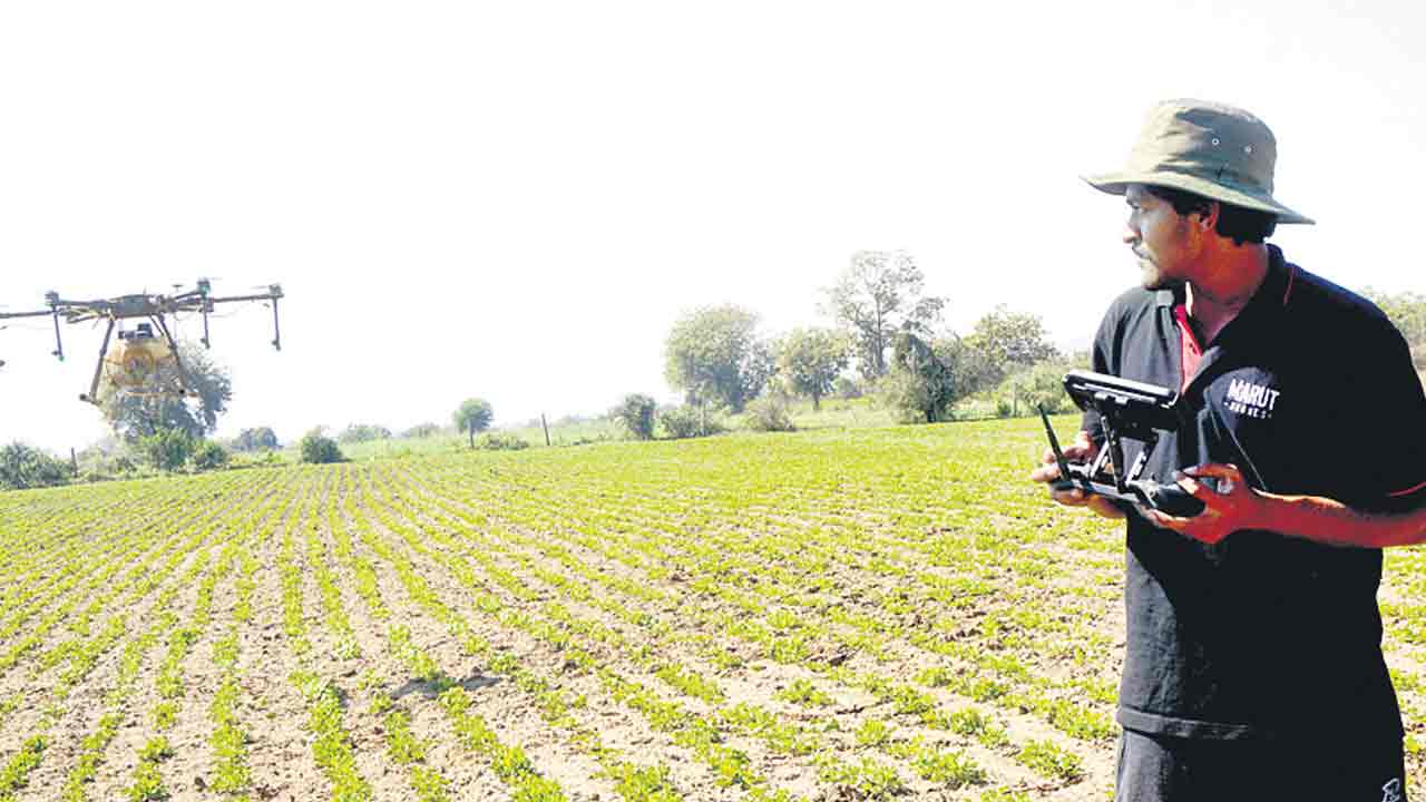 డ్రోన్‌తో పిచికారీ