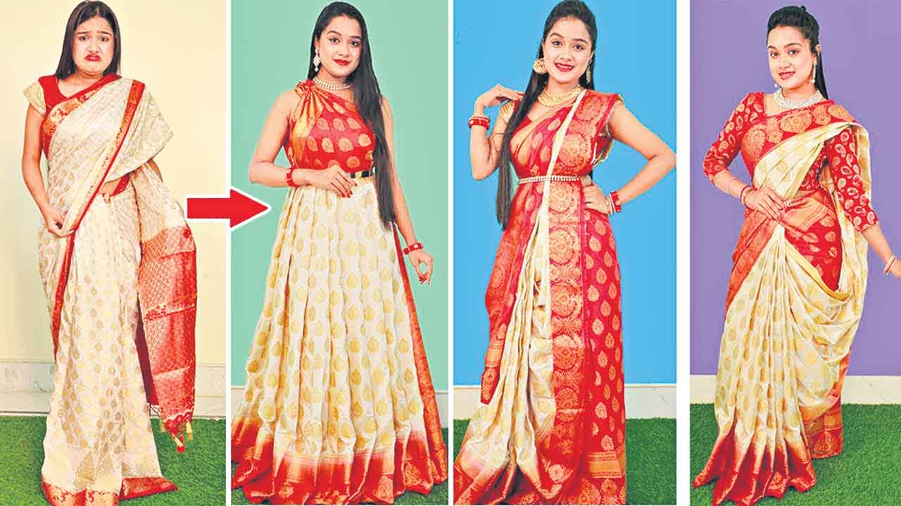 Sarees | చీరతో లంగావోణీ