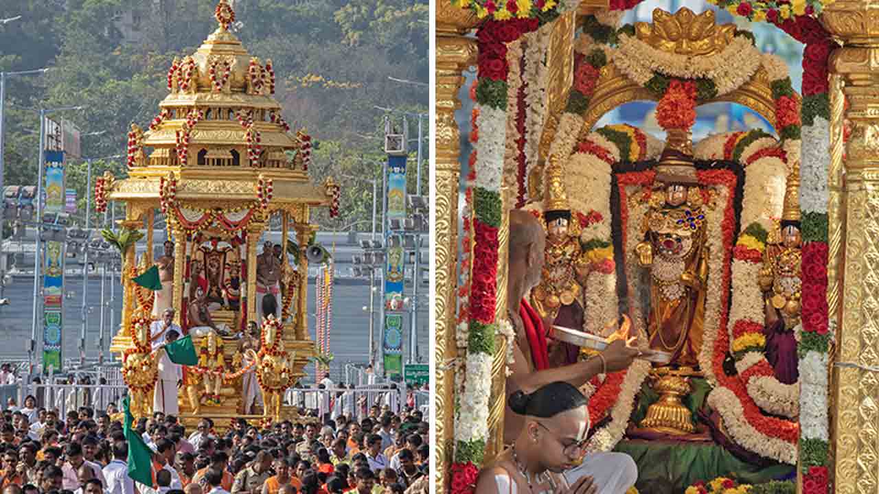 Tirumala | వసంతోత్సవాల్లో భాగంగా తిరుమలలో స్వర్ణరథంపై ఊరేగిన కోనేటిరాయుడు