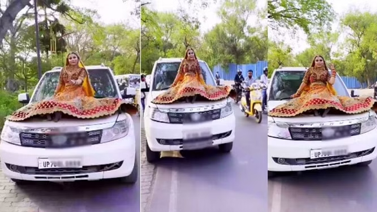 Bride Reels | కారు బ్యానెట్పై కూర్చొని వధువు రీల్స్..! షాక్ ఇచ్చిన అధికారులు..!!