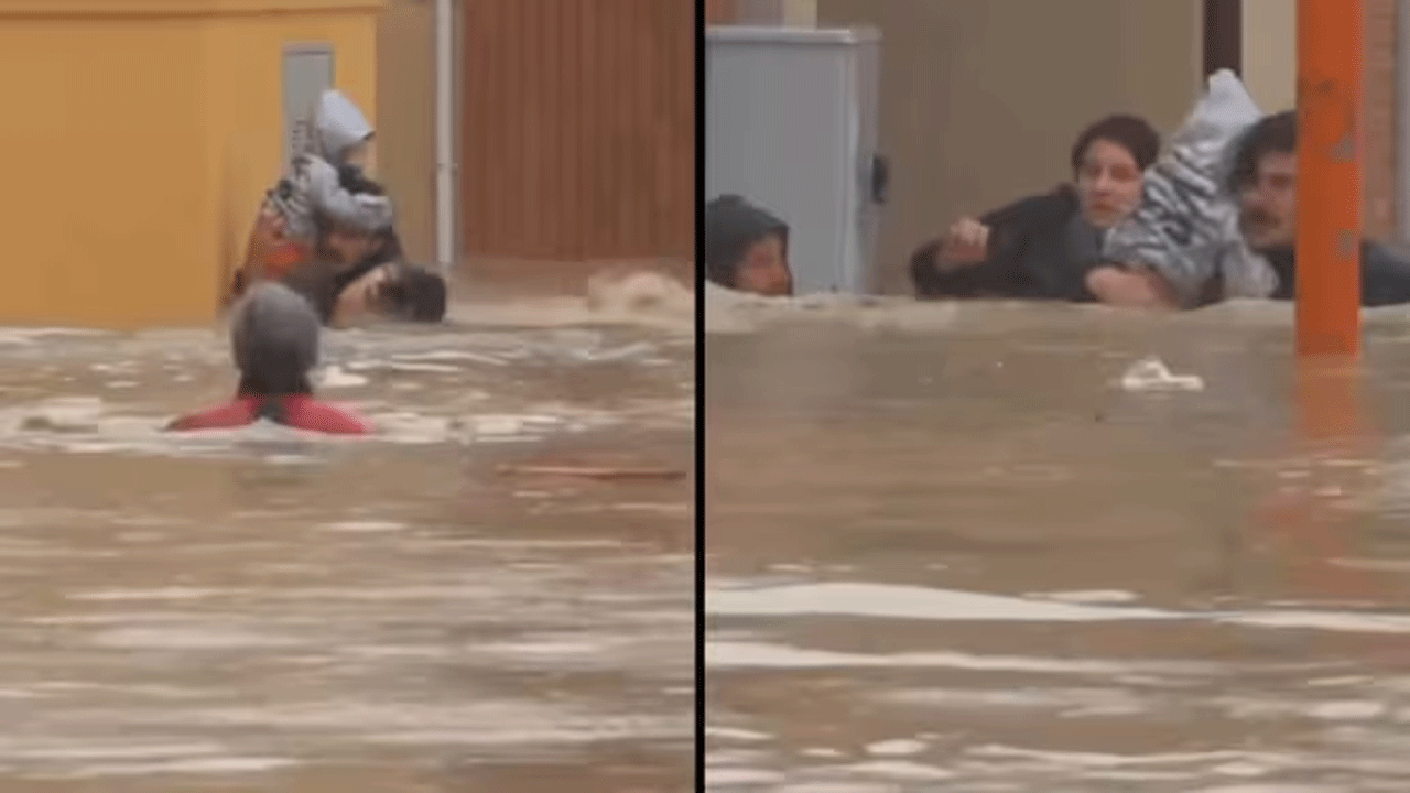 viral video | చుట్టుముట్టిన‌ వ‌ర‌ద నీరు : తల్లీకూతుళ్ల‌ను కాపాడేందుకు స్ధానికులు ఏం చేశారంటే..!