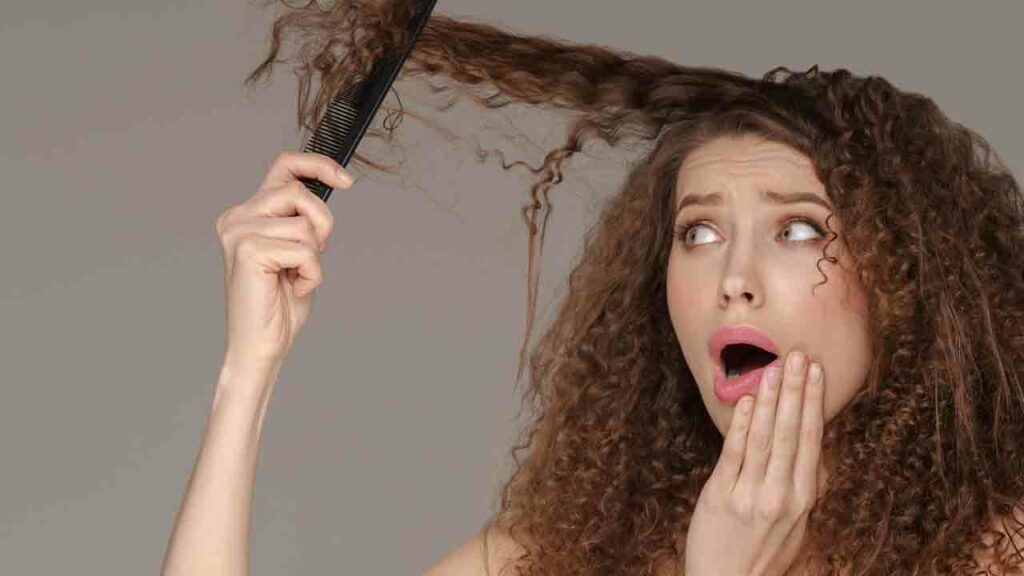 Hair Loss Woman Brushing Cu