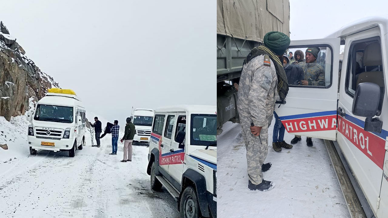 Leh Snow: లేహ్‌లో రెండు రోజులుగా కురుస్తున్న మంచు..  చిక్కుకున్న వంద‌లాది మంది ప‌ర్యాట‌కులు