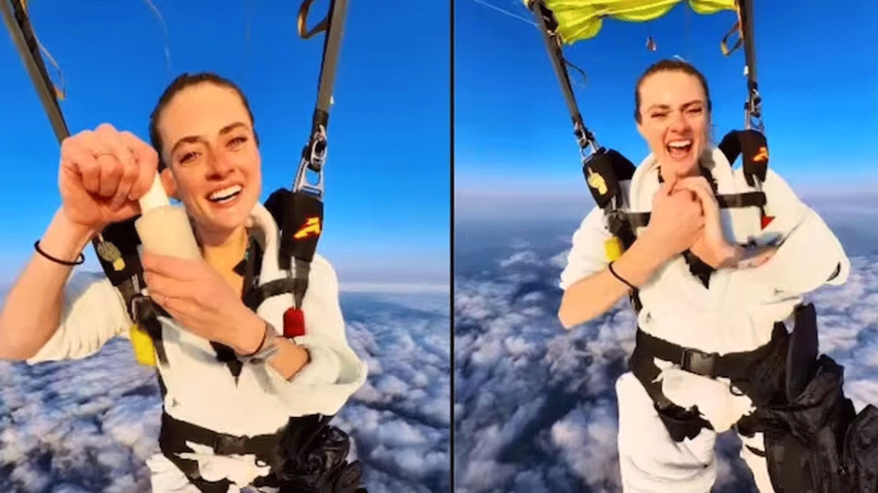 viral video | 10,000 అడుగుల ఎత్తు నుంచి స్కైడైవింగ్ చేస్తూ ఈ మ‌హిళ ఏం చేసిందంటే..!