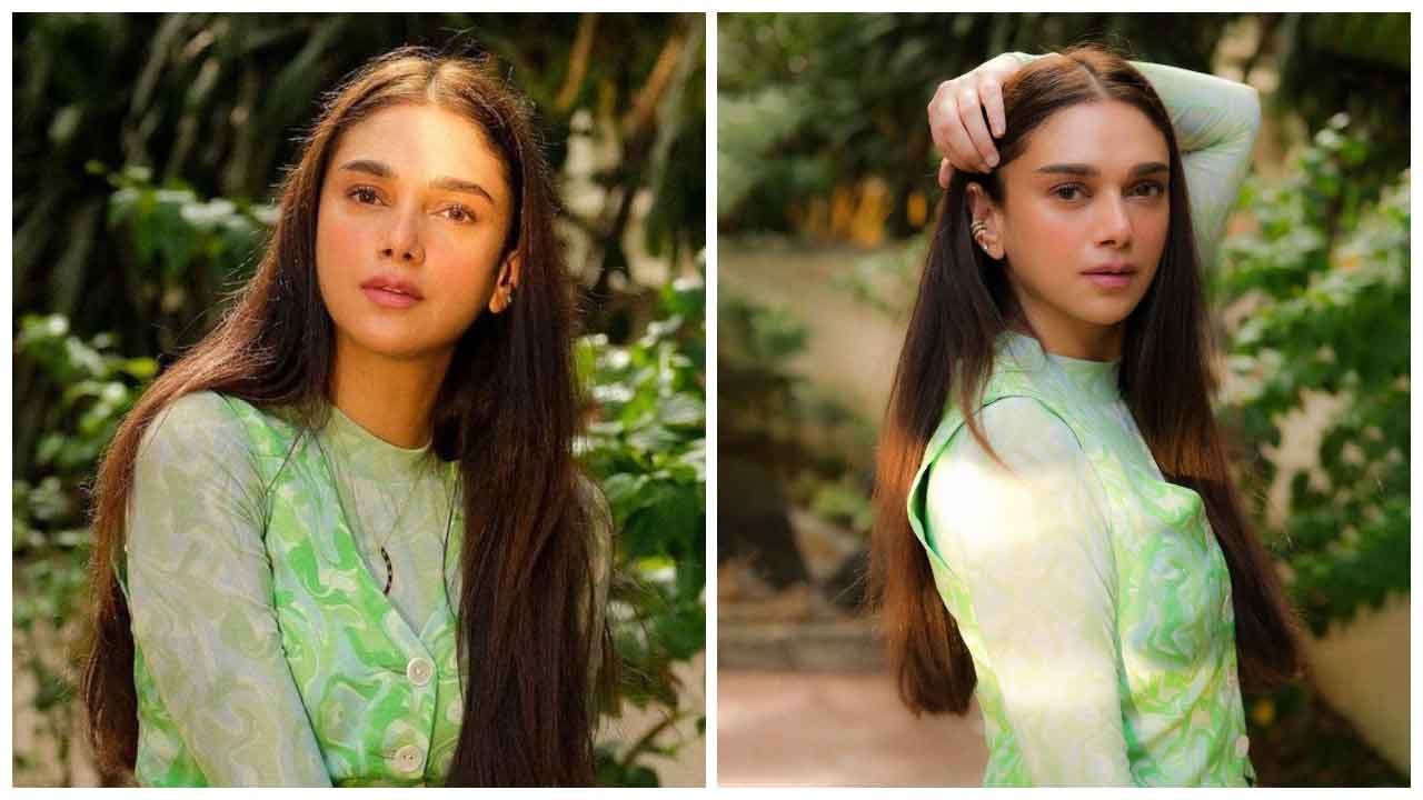 Aditi Rao Hydari | చిలుకపచ్చ డ్రెస్‌లో మదిని దోచుకుంటున్న అదితి రావు హైదరీ..