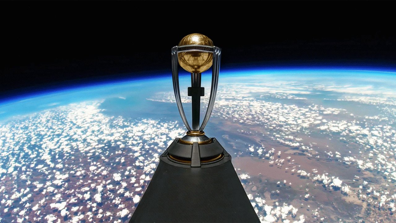 World Cup | వరల్డ్ కప్ ట్రోఫీని నింగిలోకి పంపిన ఐసీసీ.. వీడియో