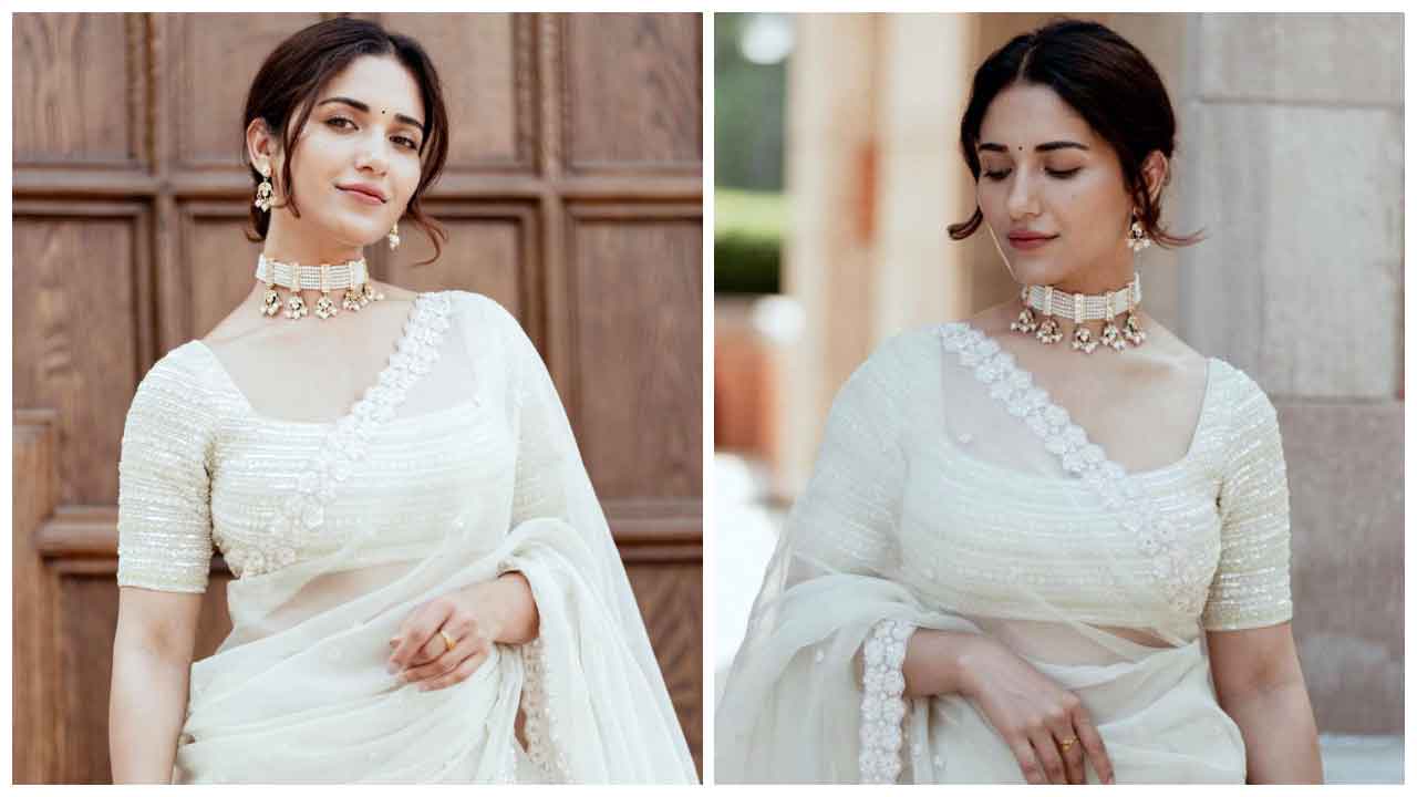 Ruhani Sharma | తెల్లచీరలో మంత్రముగ్ధులను చేస్తున్న రుహాని శర్మ..