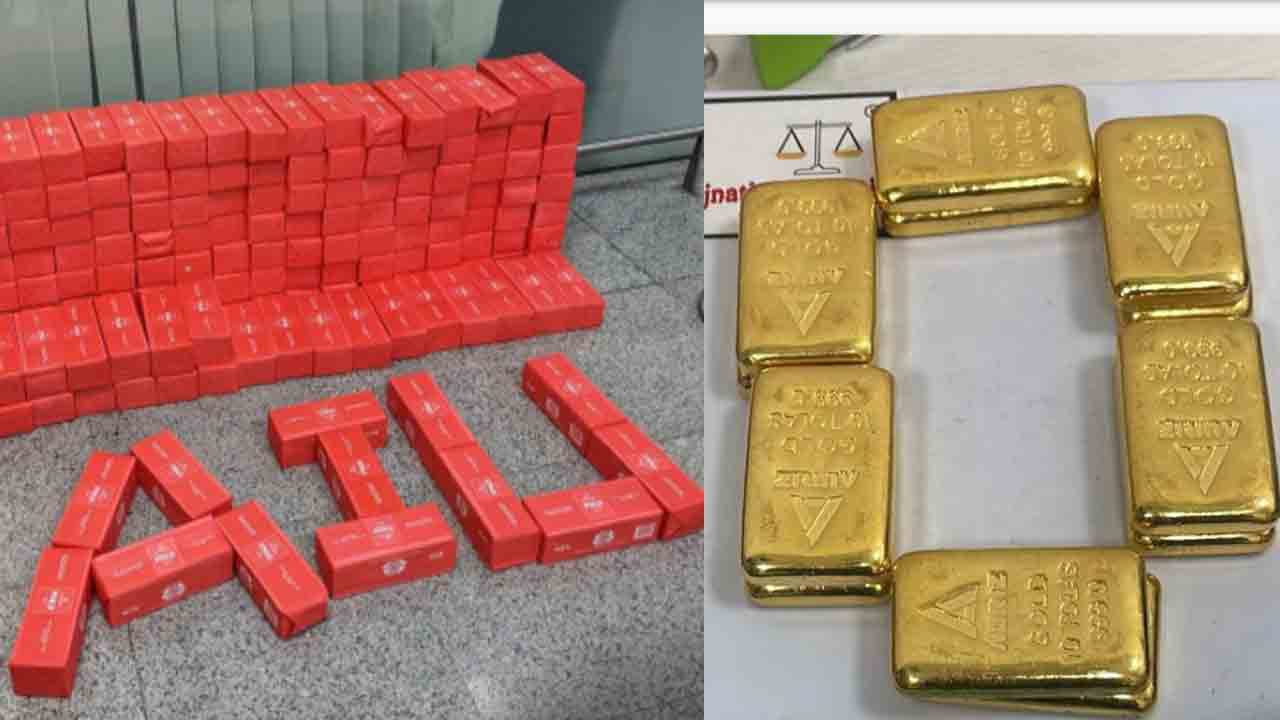 శంషాబాద్‌లో బంగారం, విదేశీ సిగరెట్లు పట్టివేత