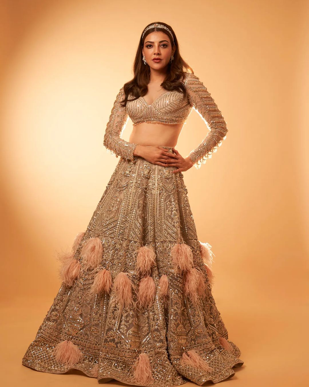 Buy URS Golden Sequin Lehenga With Wine Back Knot Blouse at Amazon.in