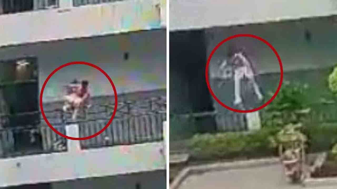 Watch: హీరో మాదిరిగా స్టంట్‌ చేసేందుకు విద్యార్థి యత్నం.. స్కూల్‌ బిల్డింగ్‌ మొదటి అంతస్తు నుంచి కిందకు జంప్‌