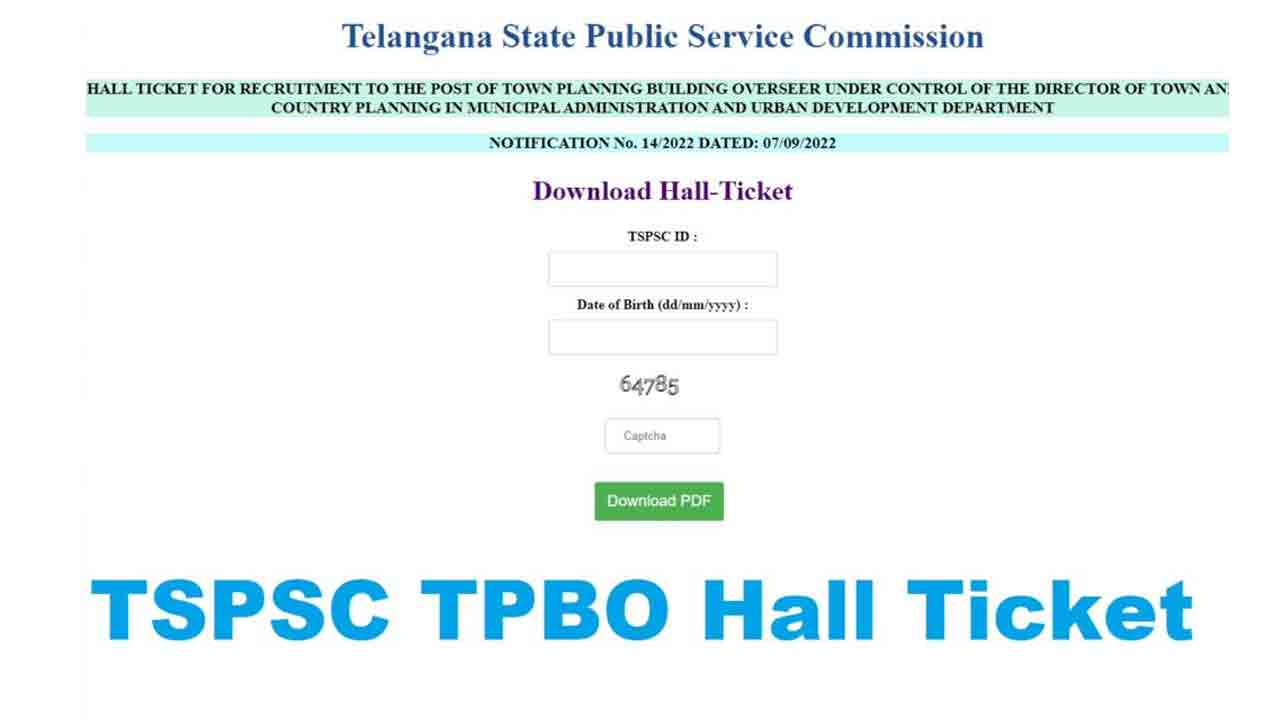 TSPSC |  టీఎస్‌పీఎస్సీ వెబ్‌సైట్‌లో టీపీబీవో హాల్‌టికెట్లు
