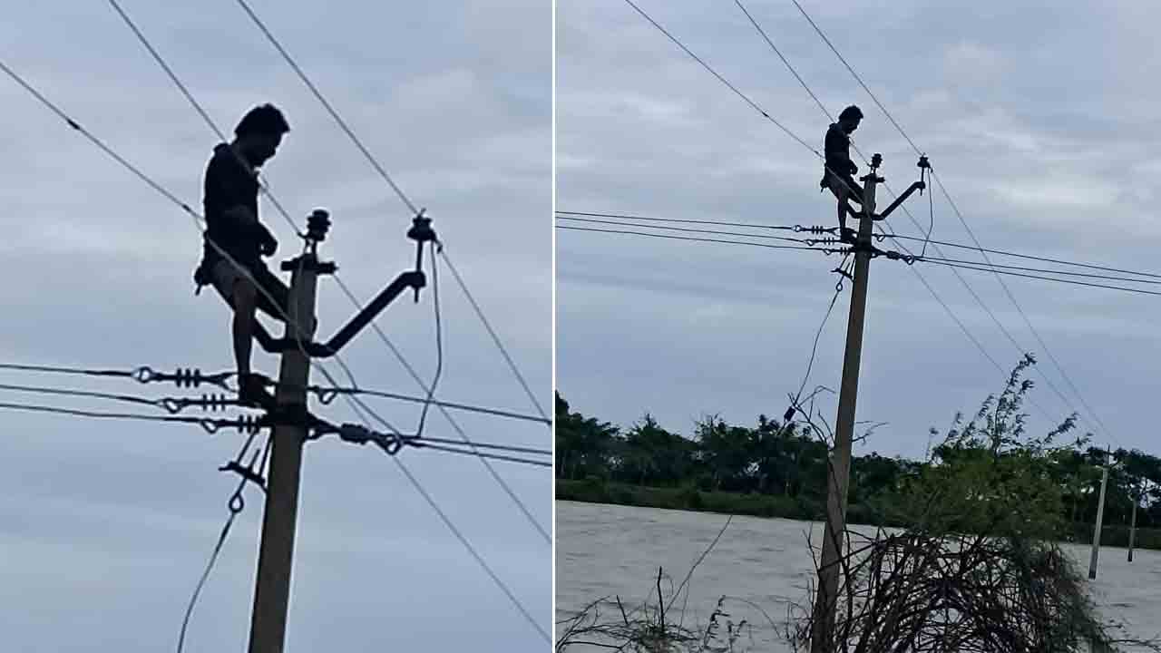 Viral News | కరెంటు కోసం హోరువానలో చెరువు మధ్యలో ఉన్న కరెంట్‌ స్తంభం ఎక్కిన హెల్పర్‌.. కమిట్‌మెంట్‌ అంటే ఇదీ..