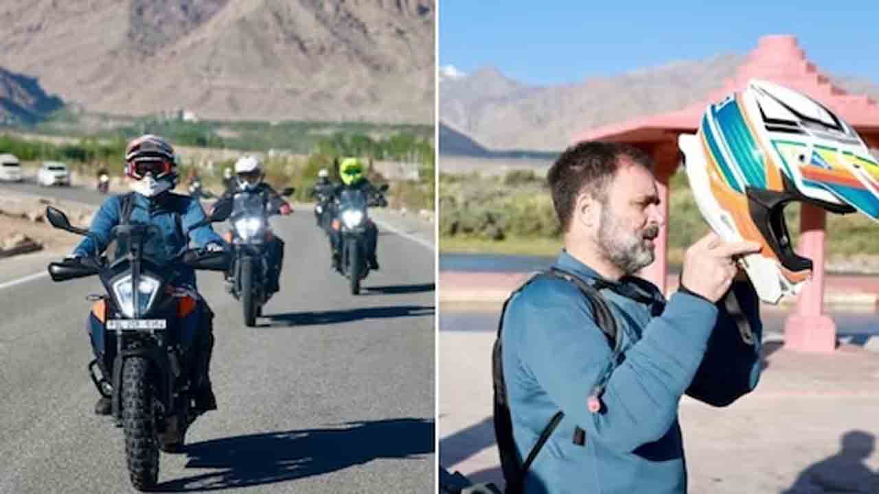 Rahul Gandhi | పాంగాంగ్‌ సరస్సుకు బైక్‌ యాత్ర చేపట్టిన రాహుల్‌.. పిక్స్‌ వైరల్‌