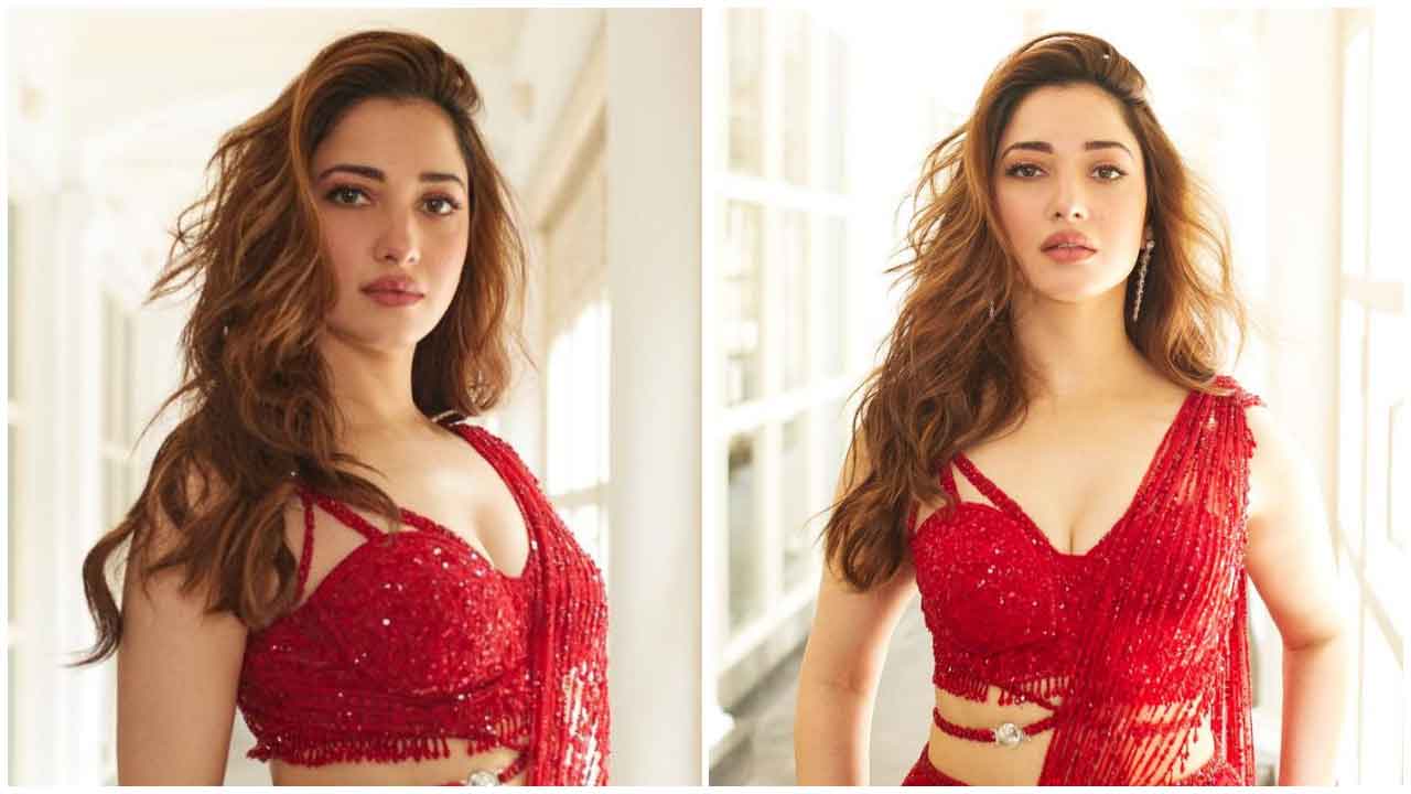 Tamannaah Bhatia | చమ్కీల డ్రెస్సేవేసి కసిగా చూస్తున్న తమన్నా భాటియా..