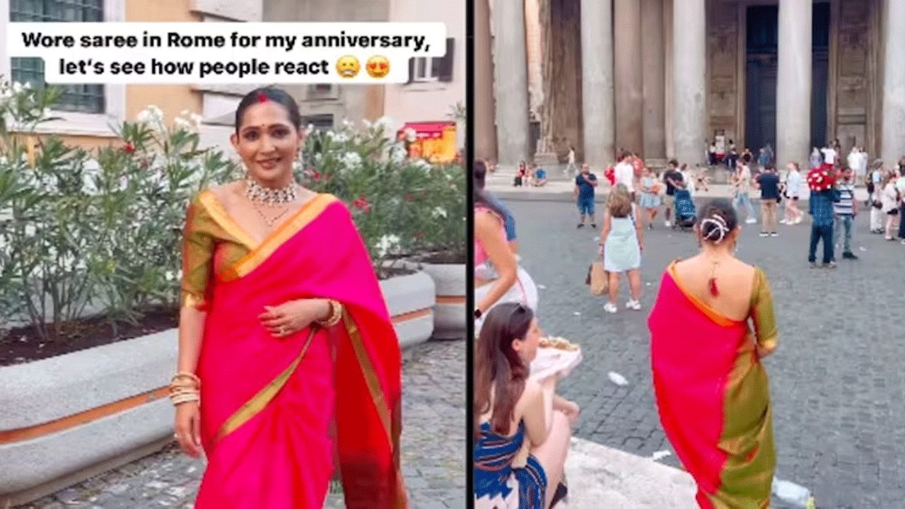 Viral Post | రోమ్ వీధుల్లో చీర‌క‌ట్టుతో మెరిసిన‌ మ‌హిళ‌..దేశీ అవుట్‌ఫిట్‌కు నెక్ట్స్‌లెవెల్‌ రియాక్ష‌న్..!