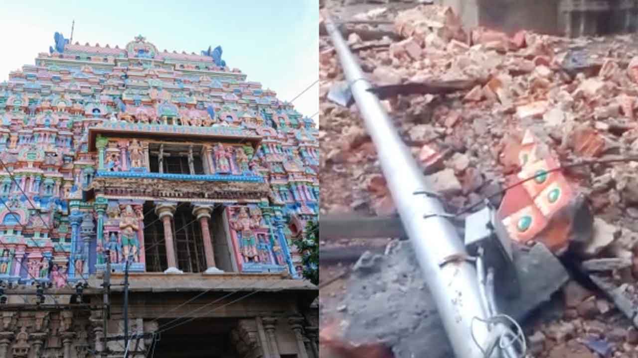 కూలిన శ్రీరంగం ఆలయ గోపురం