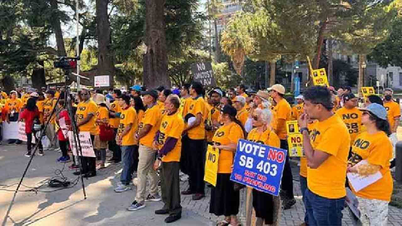 California |  కుల వివక్ష నిరోధక బిల్లుపై సంతకం పెట్టొద్దు.. కాలిఫోర్నియాలో  ఇండో అమెరికన్లు, హిందూ సంస్థల నిరసన