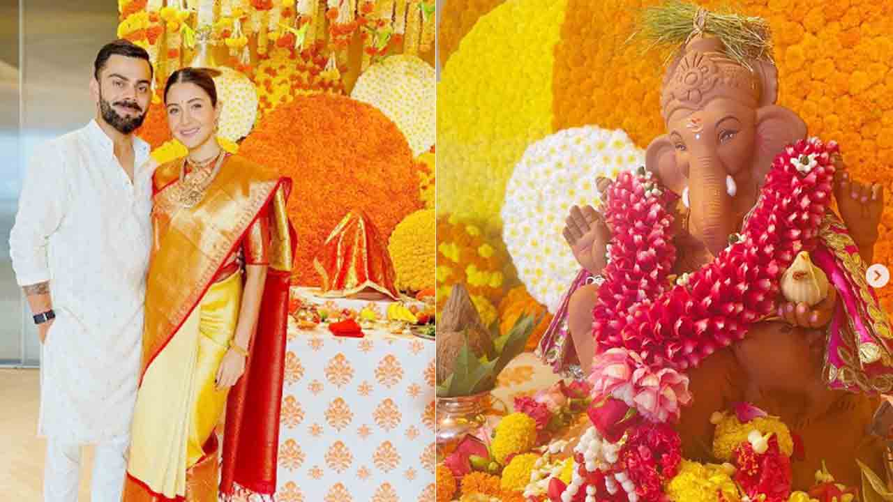 Virushka | గణేష్‌ చతుర్థి స్పెషల్‌.. పట్టుచీరలో మెరిసిపోయిన అనుష్కశర్మ