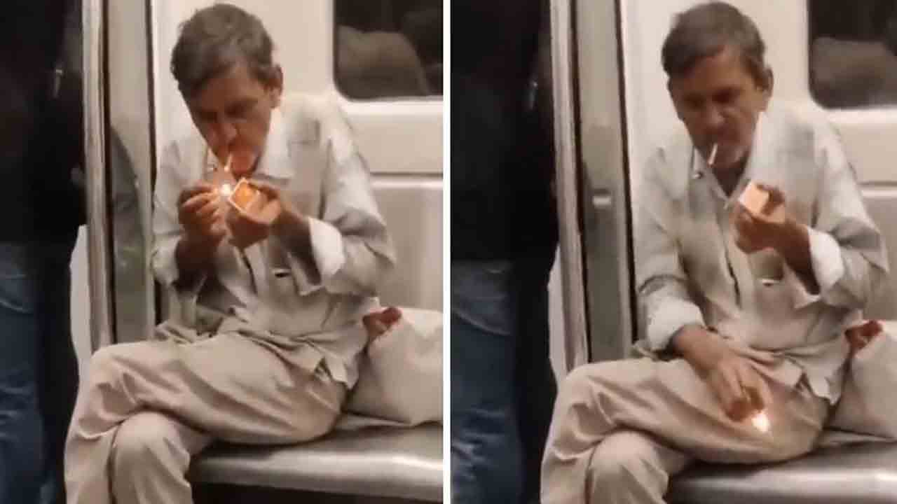 Elderly Man Smoke Bidi In Delhi Metro | మెట్రో రైలులో బీడీ స్మోక్‌ చేసిన వృద్ధుడు.. వీడియో వైరల్‌