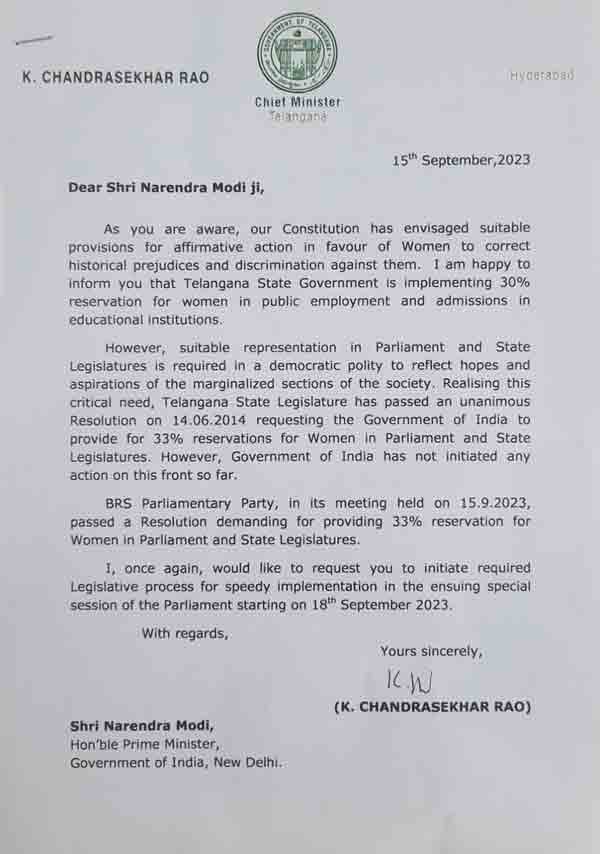 Kcr Letter Modi