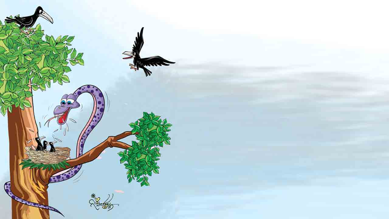 Children Stories | తన పిల్లలను తింటున్న పాము ఆట కట్టించిన కాకి కథ