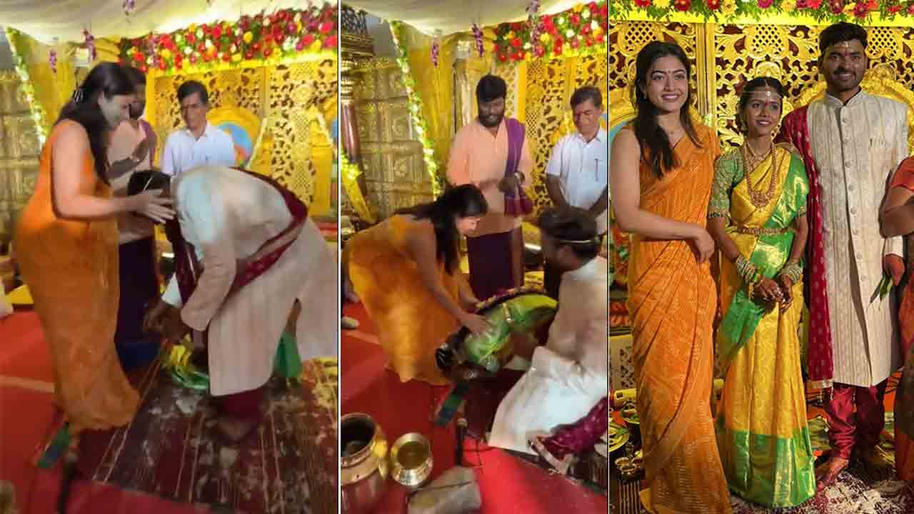 Rashmika Mandana | రష్మిక కాళ్లు మొక్కిన న‌వ దంప‌తులు.. వీడియో వైరల్‌