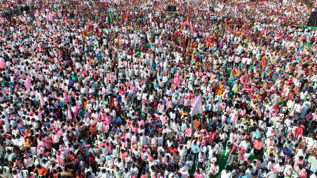 Brs Party President Kcr Participating In Praja Ashirvada Sabha At Acchampeta